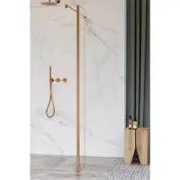 FortiFura Galeria Paroi latérale - 50x200cm - verre clair - 8mm - avec profilé d'angle - Cuivre brossé SW797919 / SW876703