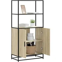 vidaXL Highboard chêne Sonoma 68x35x139 cm Bois composite et métal
