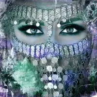 Safaary Peinture arabe Femme arabe bleue