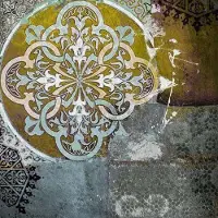 Safaary Peinture orientale Mandala Vert Menthe Marron