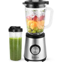 Kitchenwell Mixeur - - Bledner à smoothie - 1300 watts avec gobelet - 1,75 litre - Récipient en verre - Acier inoxydable