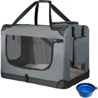 Juskys Boîte de transport pliante pour chien / Banc Lassie M - Gris - 42 x 60 x 44 cm