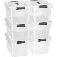 Juskys Boîte de rangement / Boîte de rangement 30 L - Plastique - 6 pièces - Couvercle inclus
