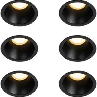 QAZQA Lot de 6 spots encastrés noirs GU10 35 mm IP44 - Dept