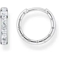 Thomas Sabo Créoles pierres blanches pavé argent, (Argent 925)
