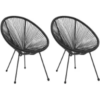 vidaXL Chaises de jardin Moon 2 pcs. Rotin Noir
