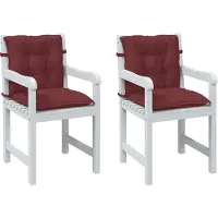 vidaXL Coussins de chaise dossier bas lot de 2 rouge bordeaux mélangé
