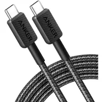 Anker Câble d'alimentation et de données , USB Type-C (T) vers USB Type-C (T), 1,8 m, débit de transfert de 480 Mbps, 60 W, gaine en nylon tressée, noir, « A81F6G11 »