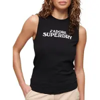 Superdry Sport Luxe Graphic Fitted Sleeveless T-shirt Noir L Femme