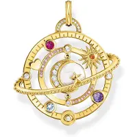 Thomas Sabo Pendentif avec anneau planétaire et pierres multicolores plaqué or, (Argent 925, Émail)