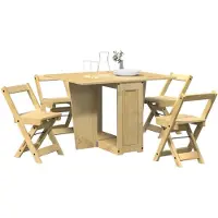 vidaXL Ensemble de table à manger Butterfly de 5 pièces en pin brun ciré Corona