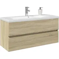 vidaXL Ensemble de meubles de salle de bain 2 pièces céramique et bois composite