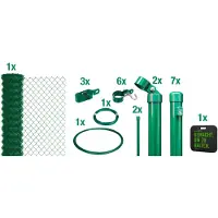 Alberts 697068 Clôture grillagée comme set complet de clôture, à bétonner avec coussin pour les genoux, vert, hauteur 125 cm, longueur 15 m