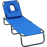 Outsunny Ligstoel opklapbaar met gezichtsgat blauw