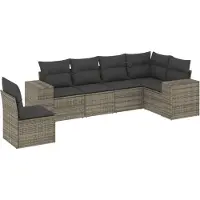 vidaXL Ensemble de salon de jardin 6 pièces avec coussins Gris Poly rotin