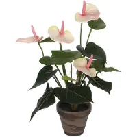 Mica Decorations Anthurium plante artificielle rose clair en pot H40