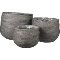 Mica Decorations 3 Cache-Pots En Papier Gris H24