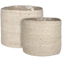 Mica Decorations Atlantic Plant Basket - Lot de 2 - H26 x Ø30 cm - Crème