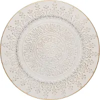 Clayre & Eef Soucoupe Ø 33 cm Blanc Doré Plastique