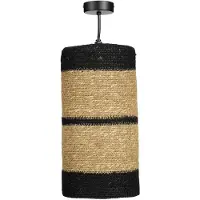 Mica Decorations Lampe pendante Jinx - H30 x Ø15 cm - Jute - Noir