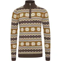 !Solid Pull-over 'Winoldo' marron / moutarde / blanc