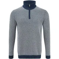 !Solid Pull-over 'Duncan' bleu foncé / blanc