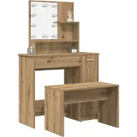 vidaXL Ensemble de coiffeuse avec lampes LED Chêne Artisan Matériau dérivé du bois