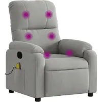 vidaXL Fauteuil de massage gris clair tissu microfibre