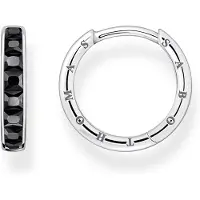 Thomas Sabo Boucles d'oreilles 'Creolen Schwarze Steine Pavé Silber' noir