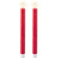 Lumineo Bougie pointue LED cire rouge Noël/blanc chaud 24,5cm Set2 (2x)