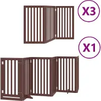 vidaXL Porte pour chien 15 pièces avec porte Pliable Marron 750 cm Bois de peuplier