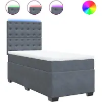 vidaXL Lit boxspring avec matelas gris foncé 80x200 cm velours