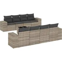 vidaXL Ensemble de salon de jardin 9 pièces avec coussins gris clair Poly rotin
