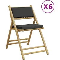 vidaXL Chaises de bistrot 6 pcs. Pliable avec coussins gris foncé bambou