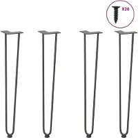 vidaXL Pieds en épingle à cheveux pour tables de console 4 pcs. Anthracite 72 cm acier massif