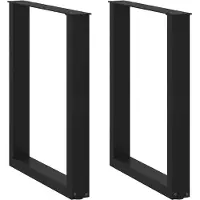 vidaXL Pieds de table de salle à manger en forme de U 2 pcs. noir 60x(72-73) cm acier