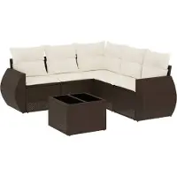 vidaXL Ensemble de salon de jardin 6 pièces avec coussins Marron Poly Rattan