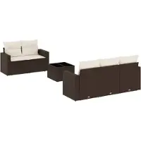 vidaXL Ensemble de salon de jardin 6 pièces avec coussins Marron Poly Rattan