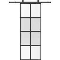 vidaXL Porte coulissante avec ferrure 76x205 cm verre trempé & aluminium