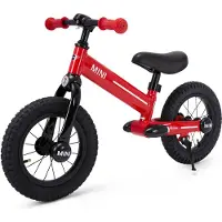 Vrooomy Vélo d'équilibre MINI 16 pouces (3-6 ans) – Sous licence officielle, avec selle réglable, pneus en caoutchouc et selle confortable – Vélo d'équilibre – Rouge