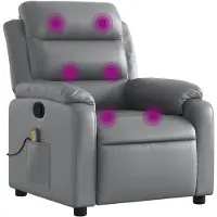 vidaXL Fauteuil de massage Gris Similicuir