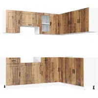 vidaXL Ensemble de 11 armoires de cuisine Porto aspect vieux bois Matériau dérivé du bois