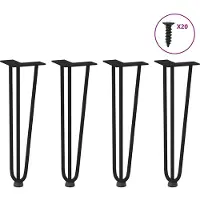 vidaXL Pieds en épingle à cheveux pour table basse 4 pcs. noir 42 cm acier massif