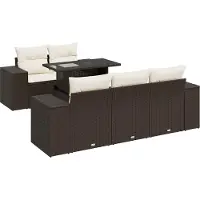 vidaXL Ensemble de salon de jardin 6 pièces avec coussins Marron Poly Rattan