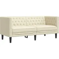 vidaXL Canapé Chesterfield 2 places crème similicuir
