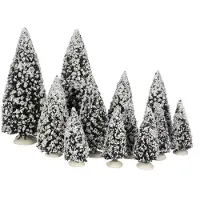 Luville Village de Noël Arbres à feuilles persistantes miniatures - 12 pièces