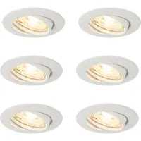 QAZQA Lot de 6 spots encastrés blancs GU10 35 mm - Edu