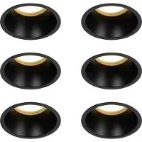 QAZQA Ensemble de 6 spots encastrés noirs GU10 70 mm IP44 - Dept