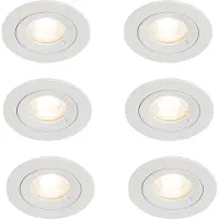 QAZQA Lot de 6 spots encastrés ronds blancs GU10 50 mm IP44 - Xena