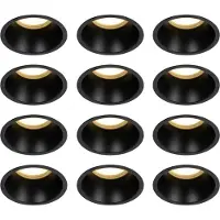 QAZQA Lot de 12 spots encastrés noirs GU10 70 mm IP44 - Dept